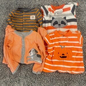 Newborn Orange/Fall footie pajamas